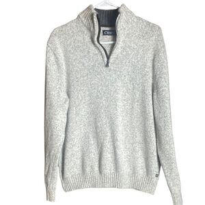 Chaps Quarter Zip Sweater Gray Marled Cotton Blend Pullover Men XL